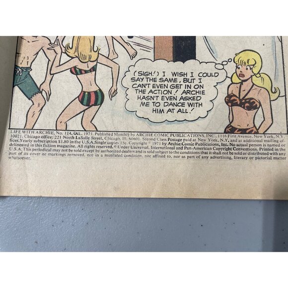 Archie Series Life With Archie #114 Oct. 1971 Comic Pool Party Bagged Boarded - Picture 4 of 7